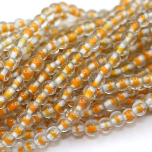 (INDIA050) 7mm Yellow & White Glass Beads