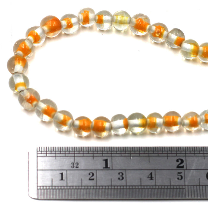 (INDIA050) 7mm Yellow & White Glass Beads