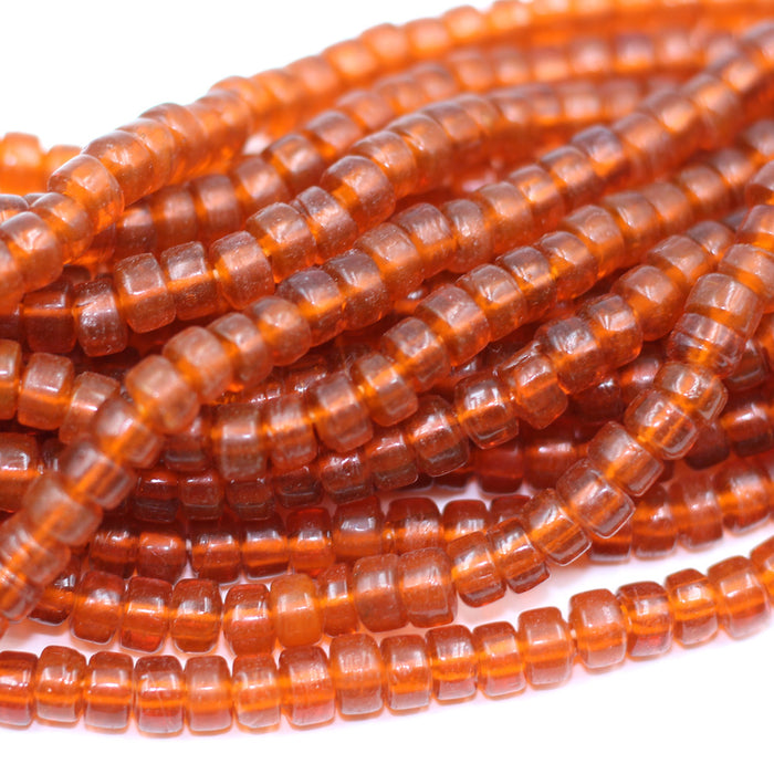 (INDIA051) 7mm Orange Glass Rondelle Beads