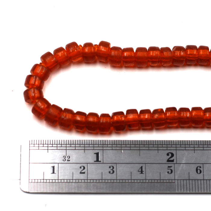 (INDIA051) 7mm Orange Glass Rondelle Beads
