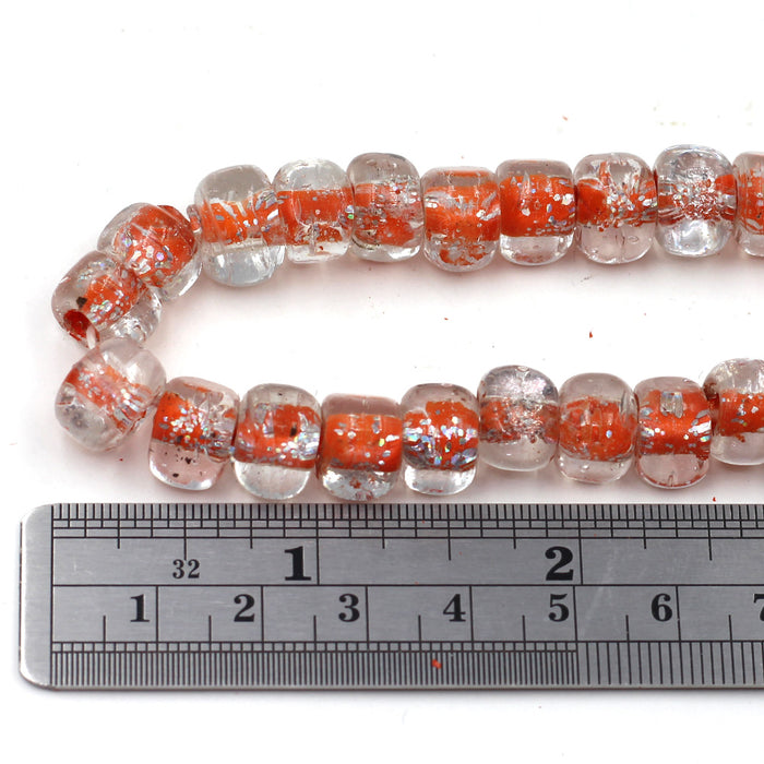 (INDIA053) 10-12mm Triangular Orange Glass Beads