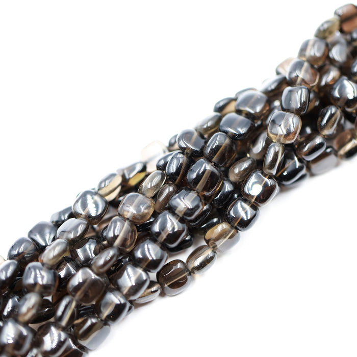 7 x 7 x 4mm Puffed Square Smoky Quartz