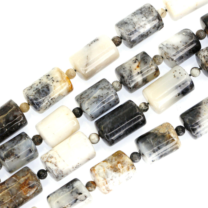 (agate097) 11x16mm Dendritic Agate Barrels