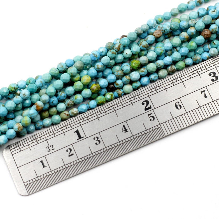 (turq022)) 3mm Faceted Round Turquoise