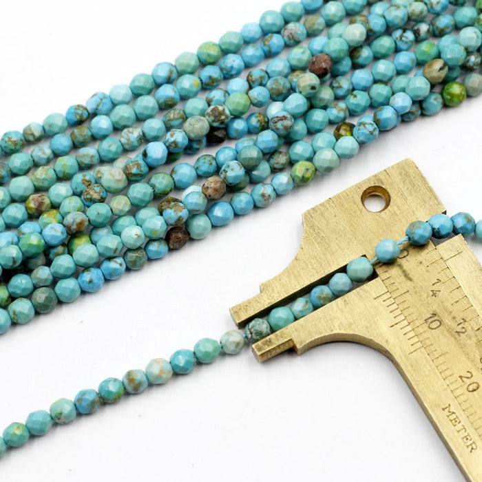 (turq022)) 3mm Faceted Round Turquoise