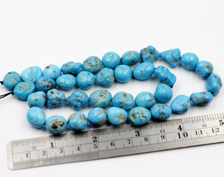 (turq083)   18 Inch strand of Sleeping Beauty Turquoise Nuggets.