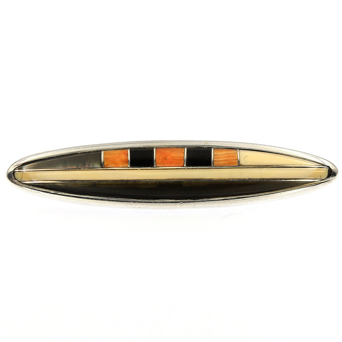 inlay toggle with spiny oyster, melon shell and black onyx
