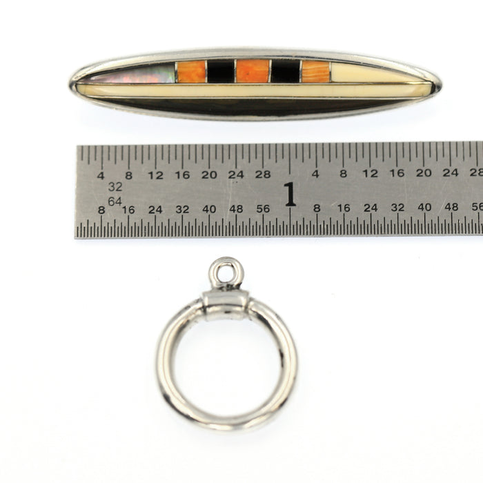 inlay toggle with spiny oyster, melon shell and black onyx