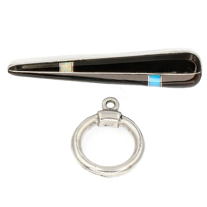 (ITG-028 ) Black, Turquoise & Opal Toggle