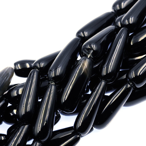14x40mm Black Agate Teardrop Shape