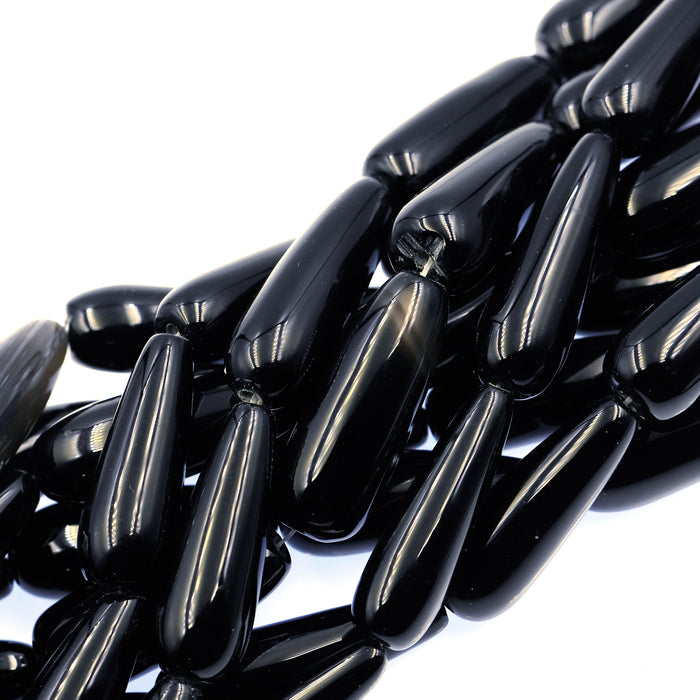 14x40mm Black Agate Teardrop Shape