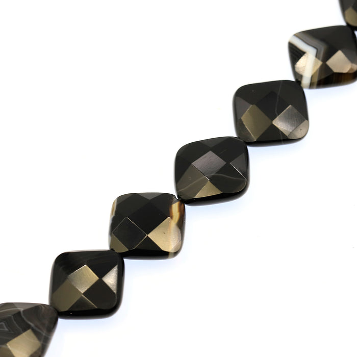 (BA-014) 18mm Faceted Banded Agate Squares