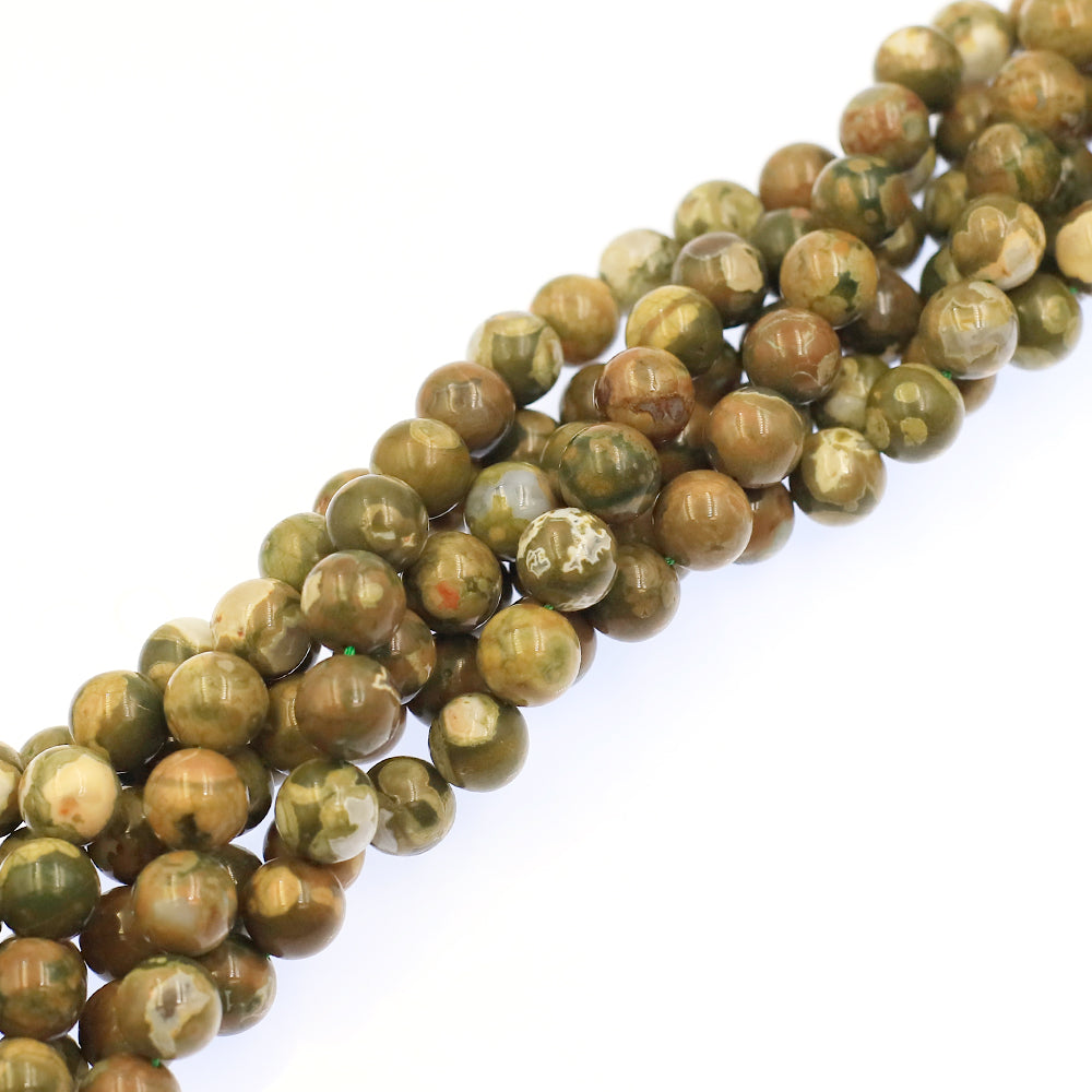 Rhyolite, 8mm Beads, Rainforest Jasper, Green Beads Gemstone Beads