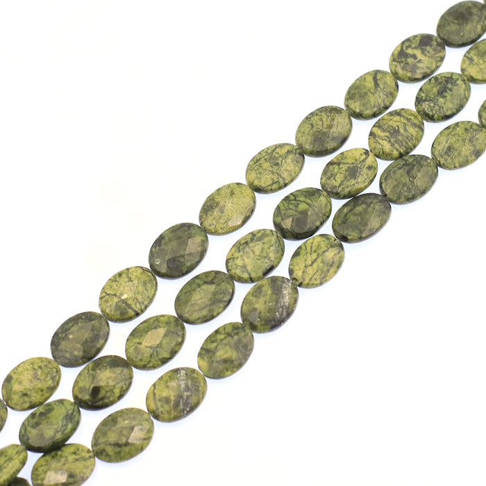 (jas080) 15x20mm Faceted Kambaba Jasper Ovals