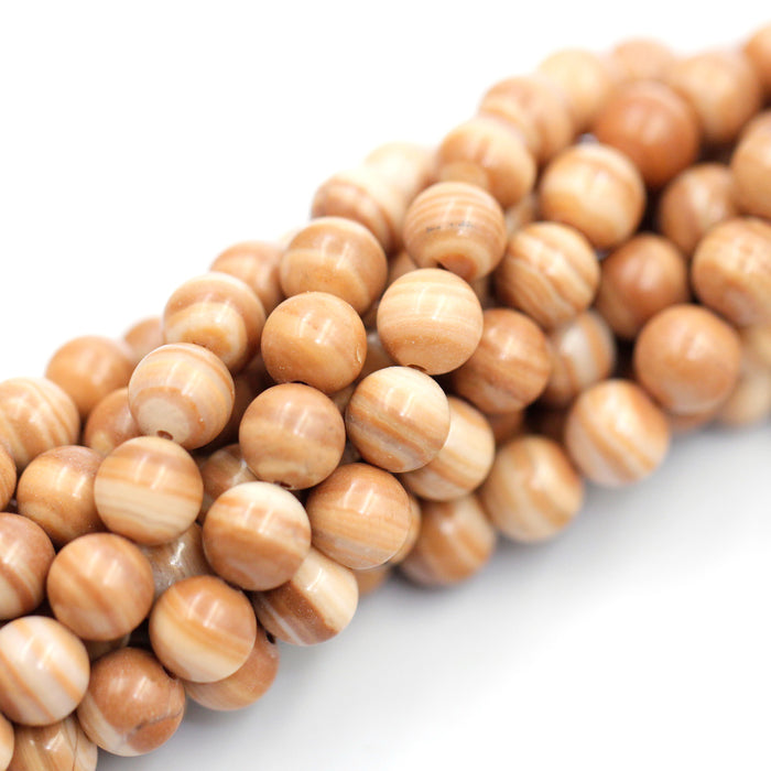 (jas001) 8mm Mala Wood Jasper