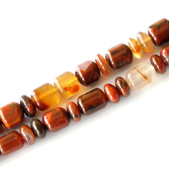 (agate038) Graduated Condor Agate Barrels and Rondelles - Scottsdale Bead Supply