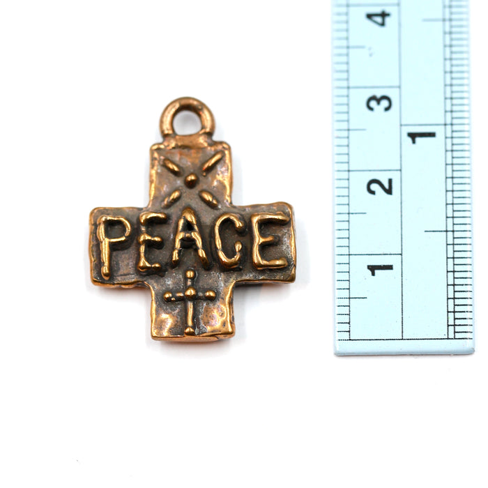 (bzp052) Bronze "Peace" Cross Pendant