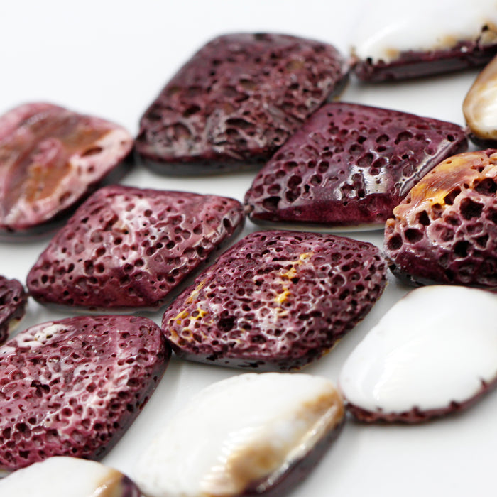 (spiny011) 27x21mm Purple Spiny Oyster Shell Diamond Beads