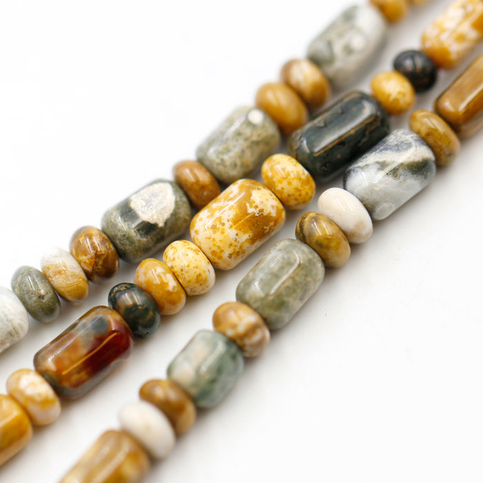 (agate046) Graduated Golden Agate Barrels - Scottsdale Bead Supply