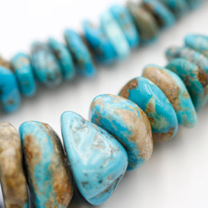 (turq097) 25mm Graduated Turquoise Nugget Necklace