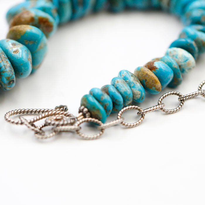 (turq097) 25mm Graduated Turquoise Nugget Necklace