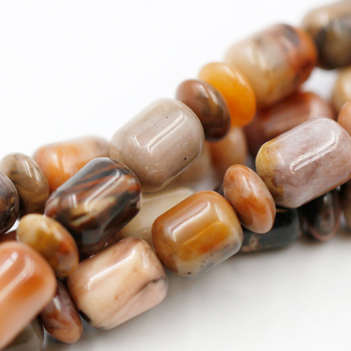 (jas028) 9mm Turtle Shell Jasper Barrels and Roundells