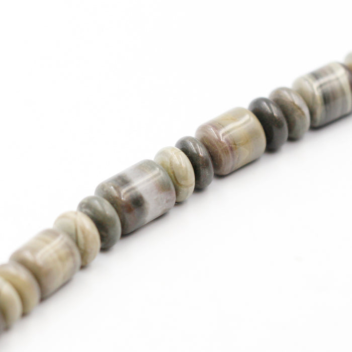 (jas039) 10mm Graduated Silver Leaf Jasper