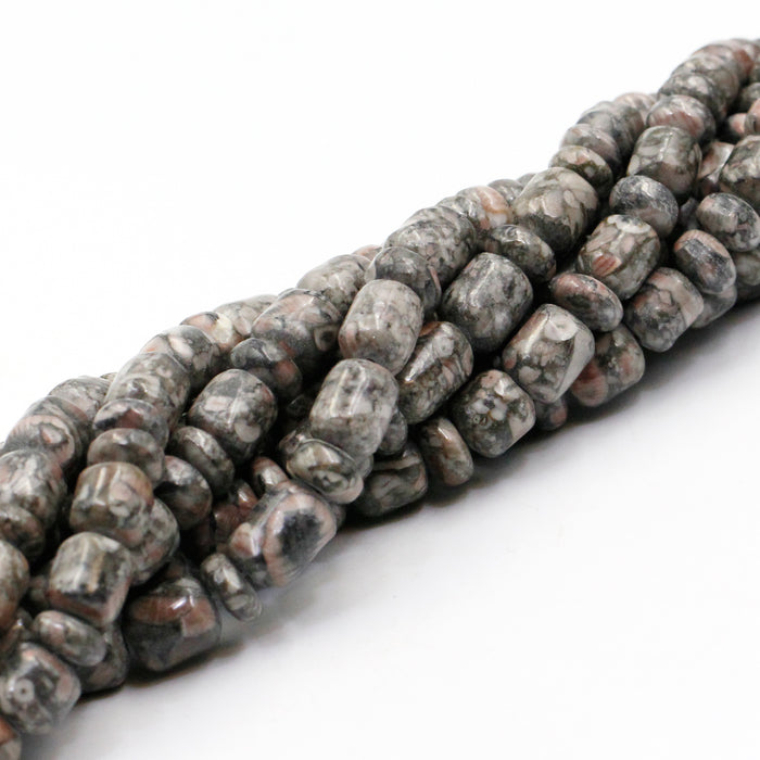 (fossjasp002) Fossil Jasper Barrel and Rondell