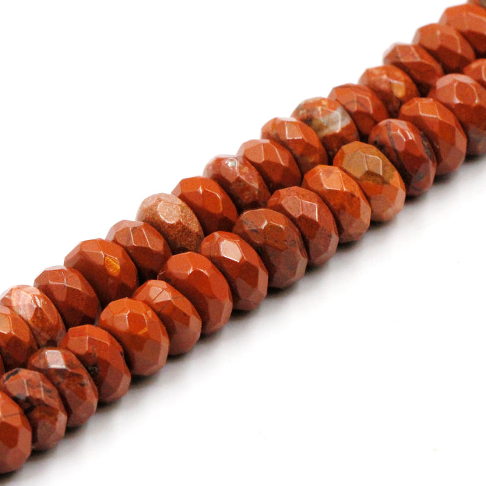 (redjasp005) 10mm Red Jasper Faceted Rondelles