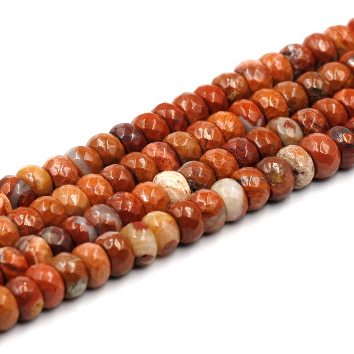 (redjasp006) Faceted 8mm Red Jasper Rondells