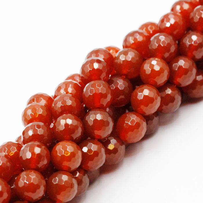 (CARN-004) 10mm Carnelian Faceted Rounds