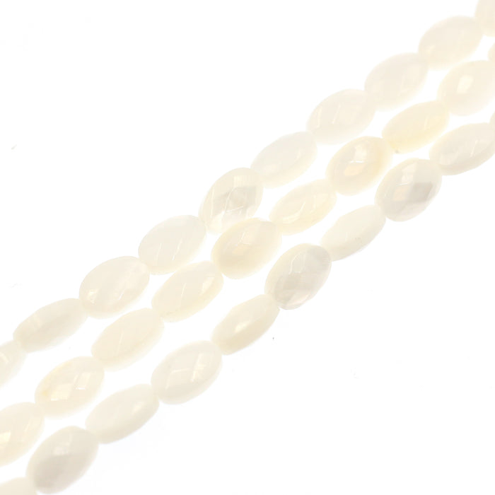 (mop003) 6mm Faceted Mother of Pearl Ovals