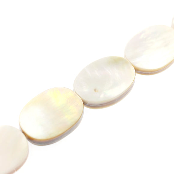 (mop027) 24mm Mother of Pearl Flat Oval Beads