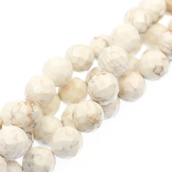 (Mag001) 12mm Round Faceted Magnesite Beads
