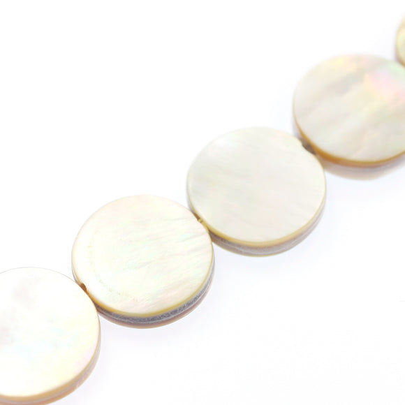 (mop028) 19mm Round Mother of Pearl Flat Beads