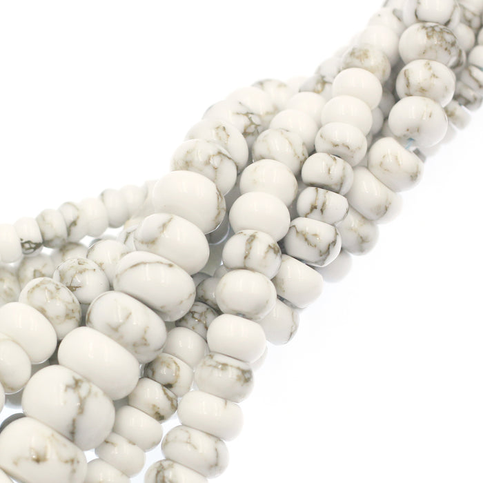 (mag002) Lab Made Magnasite & Pyrite Graduated Rondells