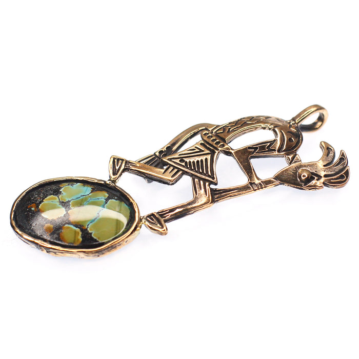 (OOAK008) Bronze And Turquoise Pendant