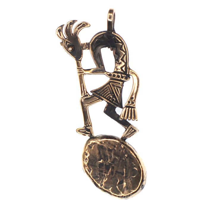 (OOAK008) Bronze And Turquoise Pendant