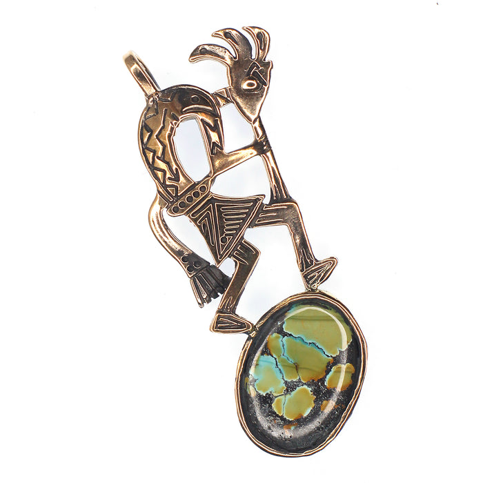 (OOAK008) Bronze And Turquoise Pendant