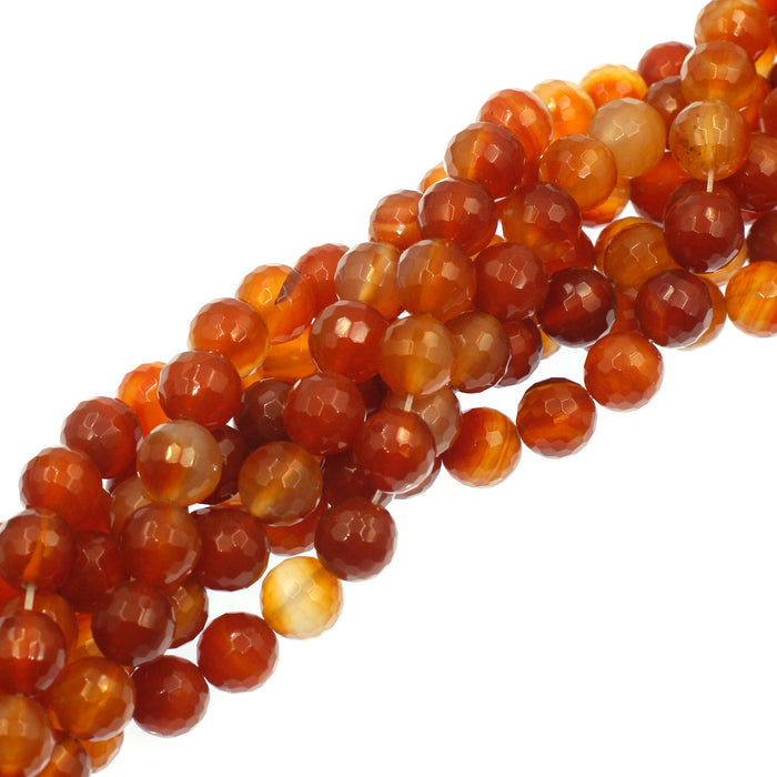 (CARN-029) Faceted 12mm Carnelian Beads