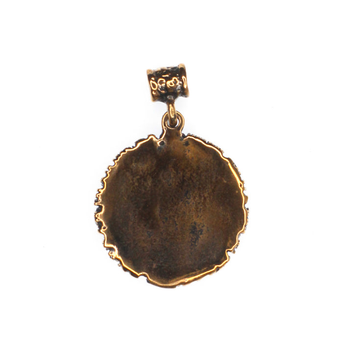 (OOAK011) Bronze and Turquoise Sun Pendant