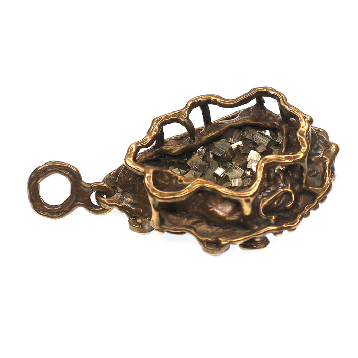 (OOAK013) Bronze, Pyrite and Opal Pendant