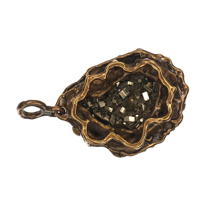 (OOAK013) Bronze, Pyrite and Opal Pendant