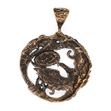 (OOAK012) Bronze and Turquoise Phoenix Pendant