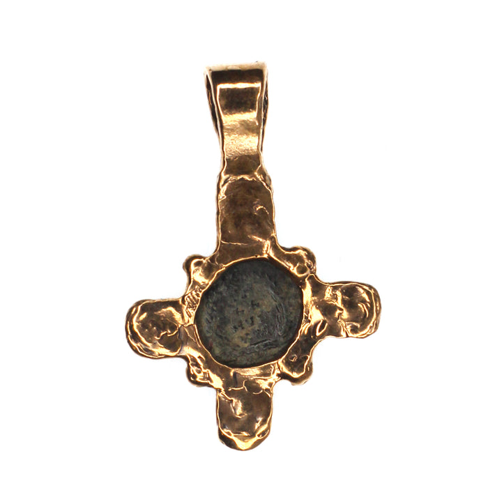 (OOAK018) Bronze Cross with Ancient Coin