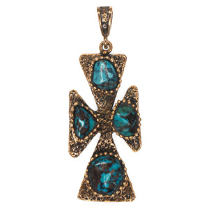 (OOAK014) Bronze and Turquoise Cross