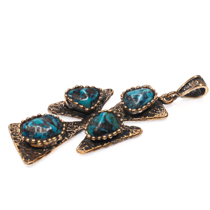 (OOAK014) Bronze and Turquoise Cross