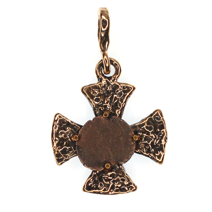 (OOAK015) Bronze Cross with Ancient Roman Coin