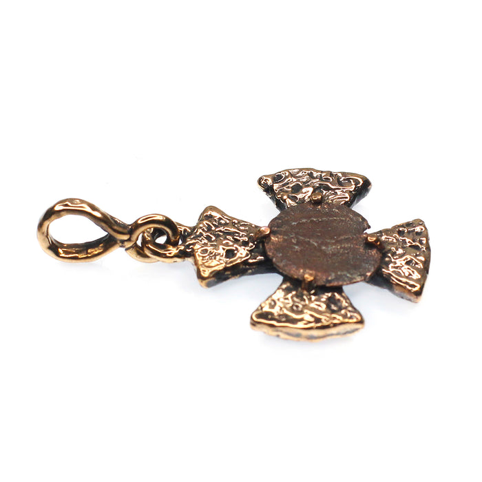 (OOAK015) Bronze Cross with Ancient Roman Coin