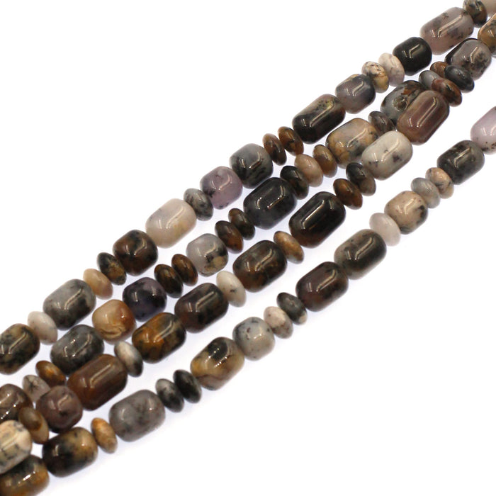 (agate059) Graduated Sage Agate Barrels and Roundels - Scottsdale Bead Supply